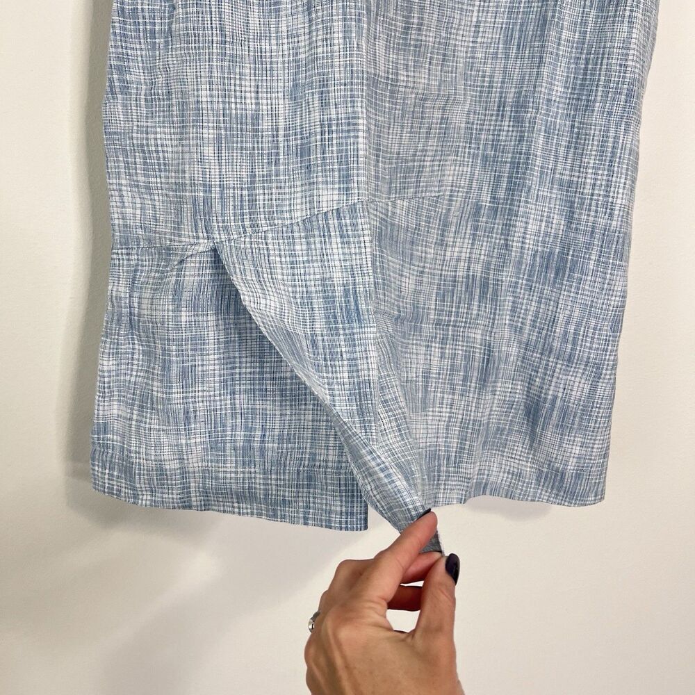 J Jill Pure Jill 100% Linen Blue White Sleeveless Tunic Top Size L Petite - Picture 5 of 9
